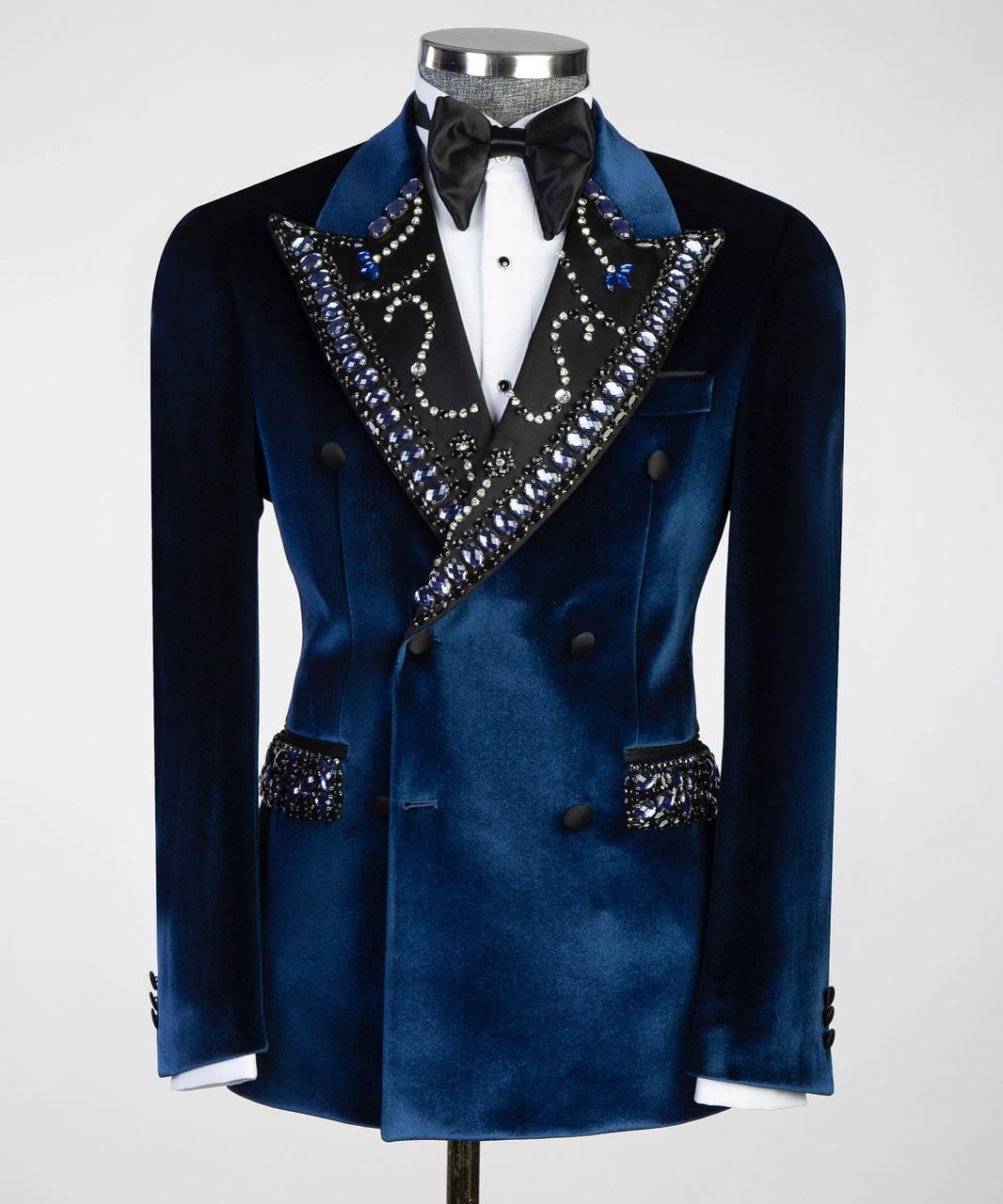 Jewelry Ornament Tuxedo Velvet Blue