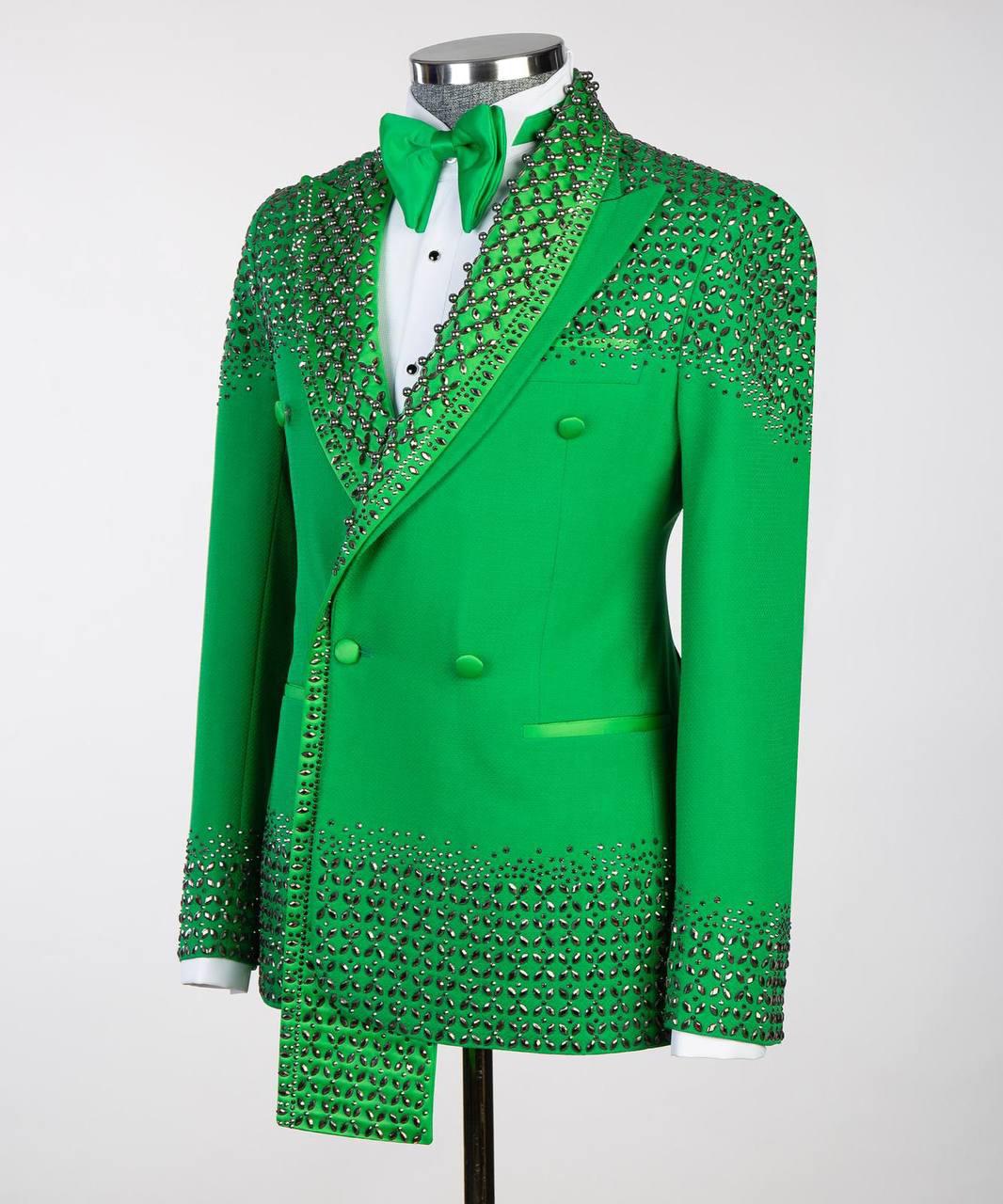 Jewelry Ornament Tuxedo – Green/Gold – view 2