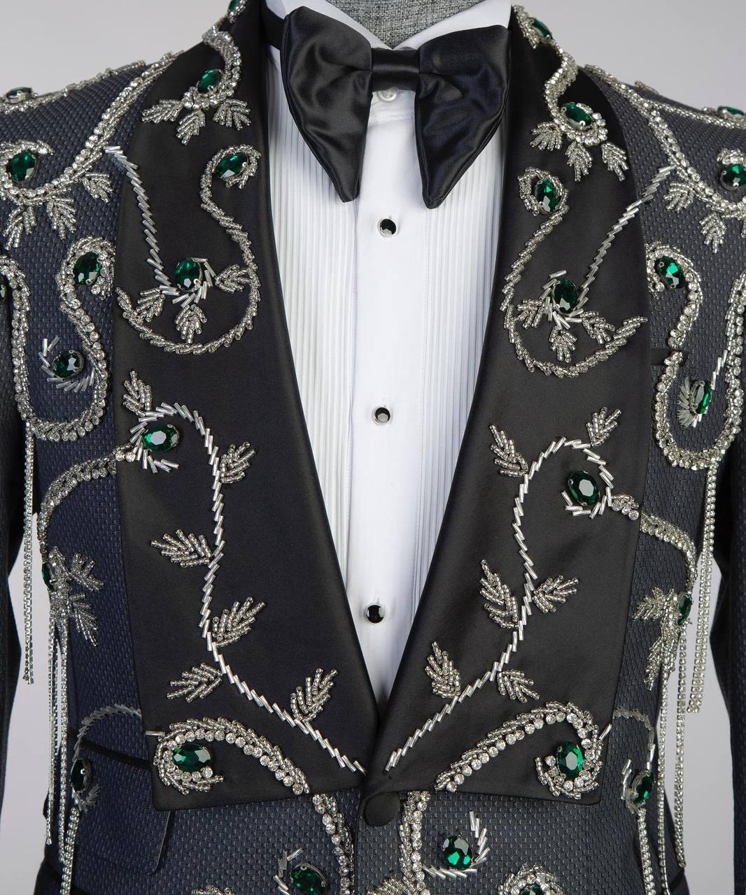 Jewelry Ornament Tuxedo – Gray/Silver/Green – view 3