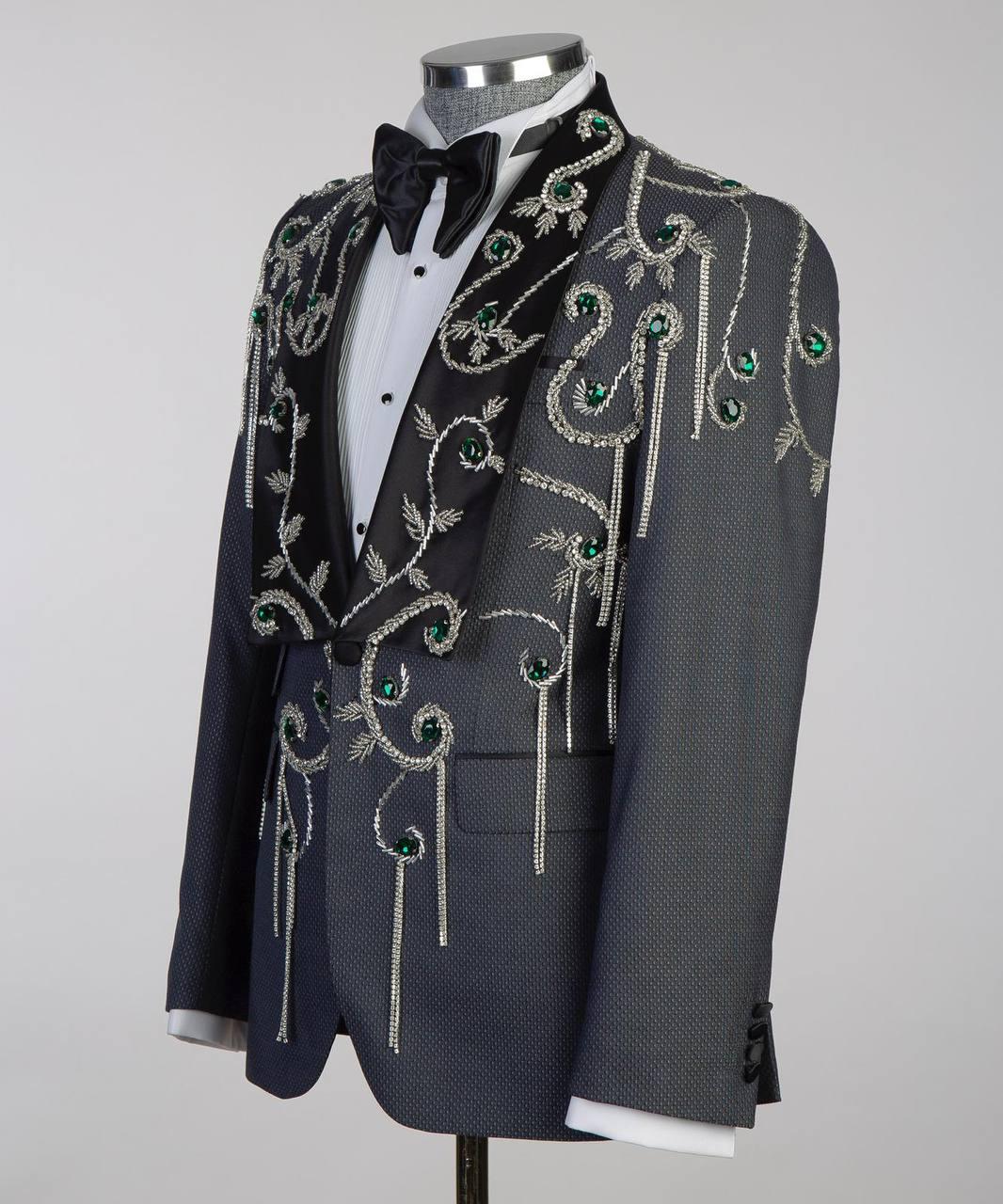 Jewelry Ornament Tuxedo – Gray/Silver/Green – view 5