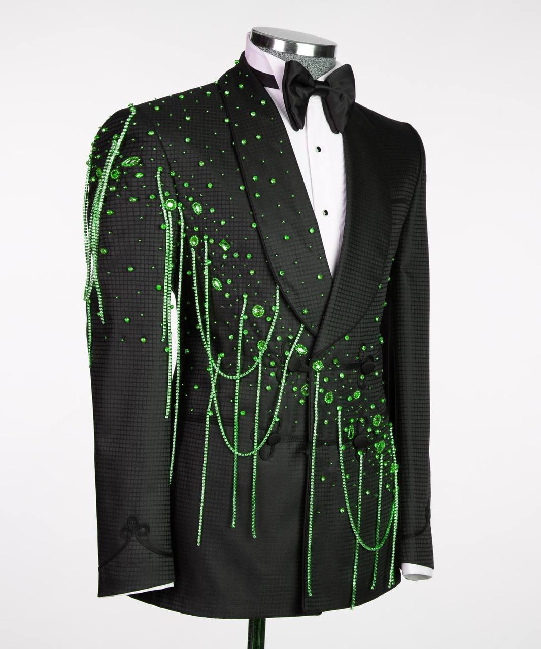 Jewelry Ornament Tuxedo – Black/Green – view 2