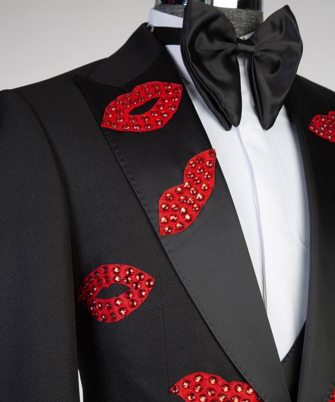 Jewelry Ornament Tuxedo – Black/Red – view 3