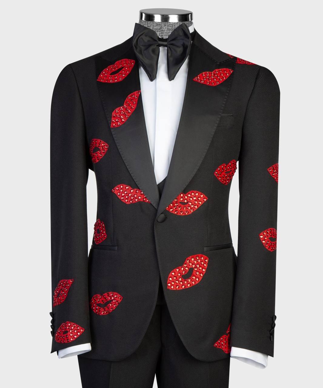 Jewelry Ornament Tuxedo – Black/Red – view 2