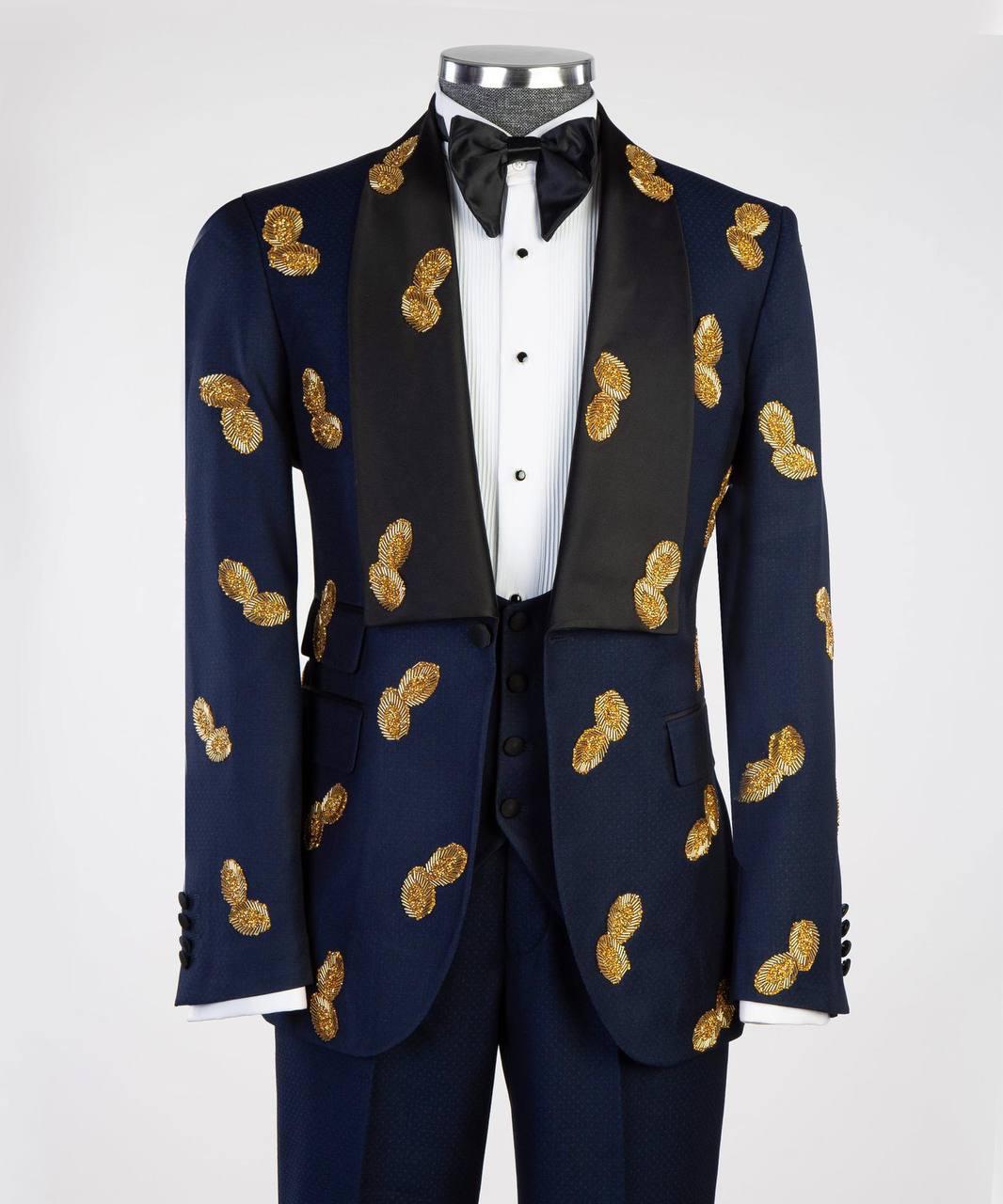Jewelry Ornament Tuxedo Blue Gold