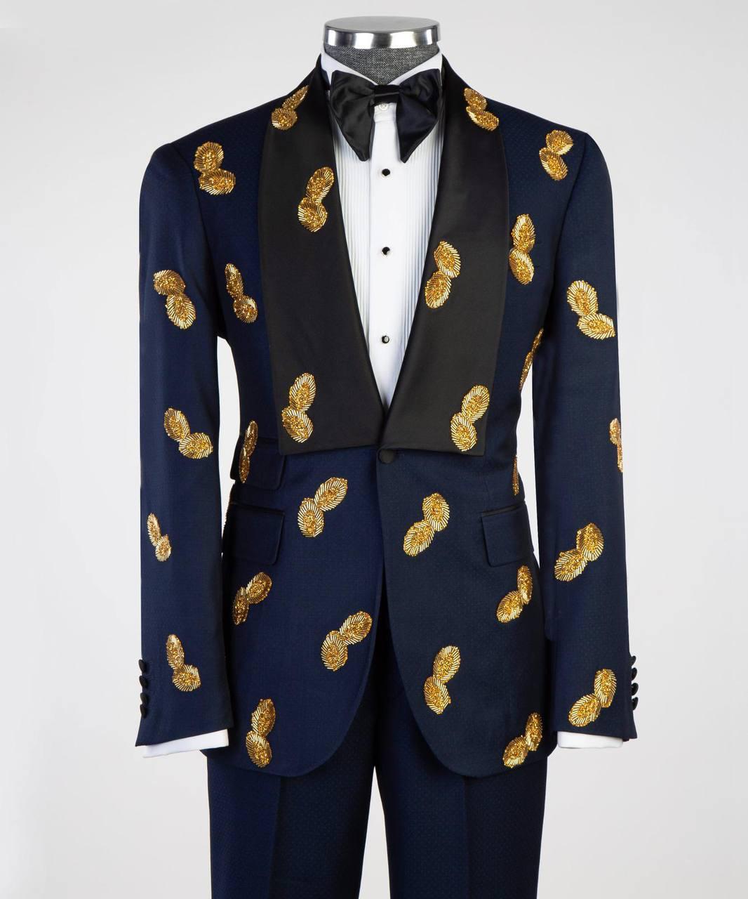 Jewelry Ornament Tuxedo – Blue/Gold – view 2
