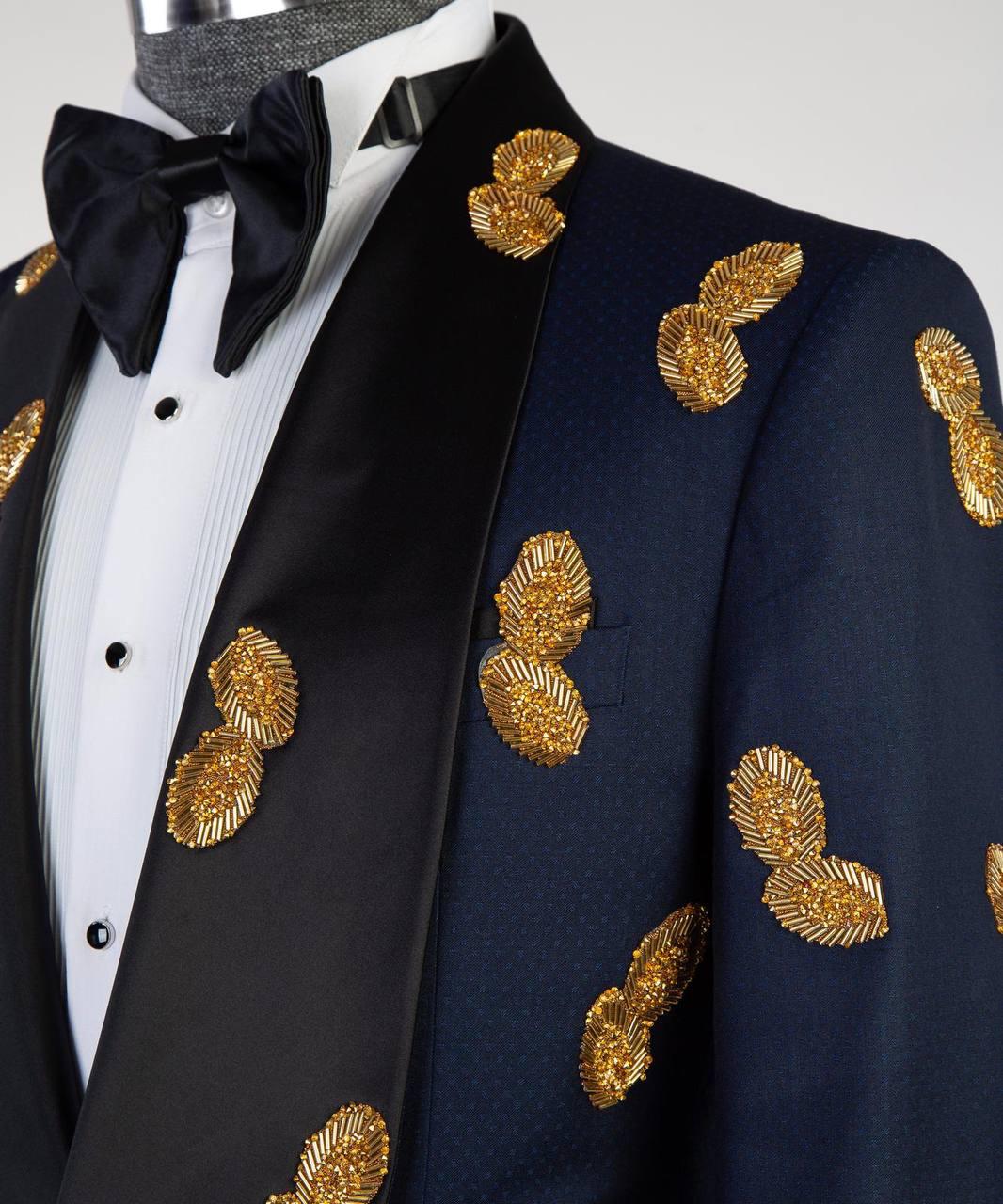 Jewelry Ornament Tuxedo – Blue/Gold – view 4