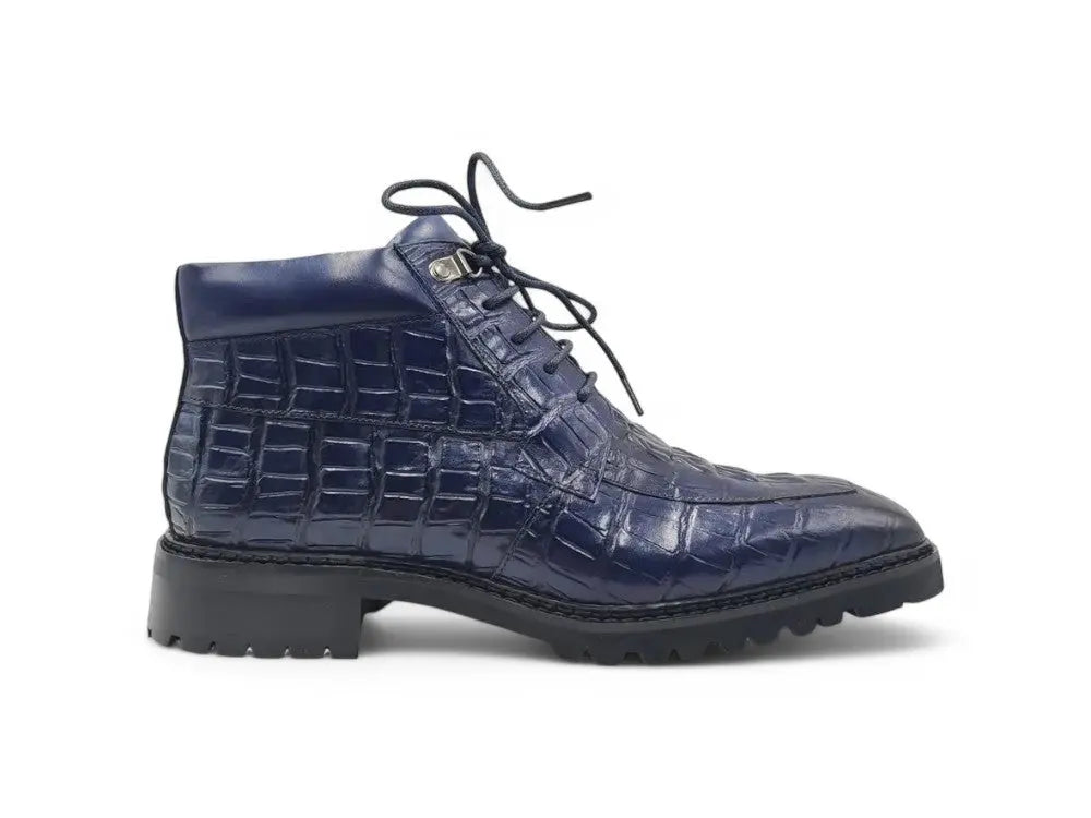 Men's Lace-up Boots Alligator Embossed