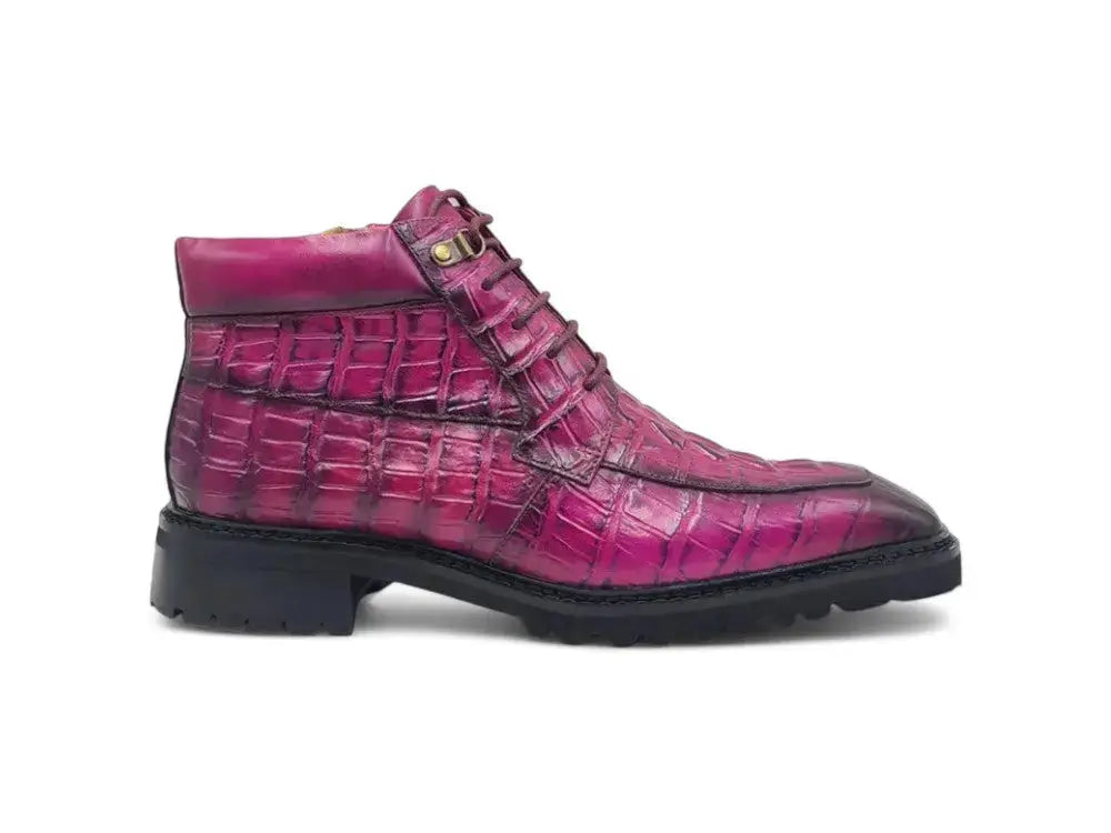 Men's Lace-up Boots Alligator Embossed