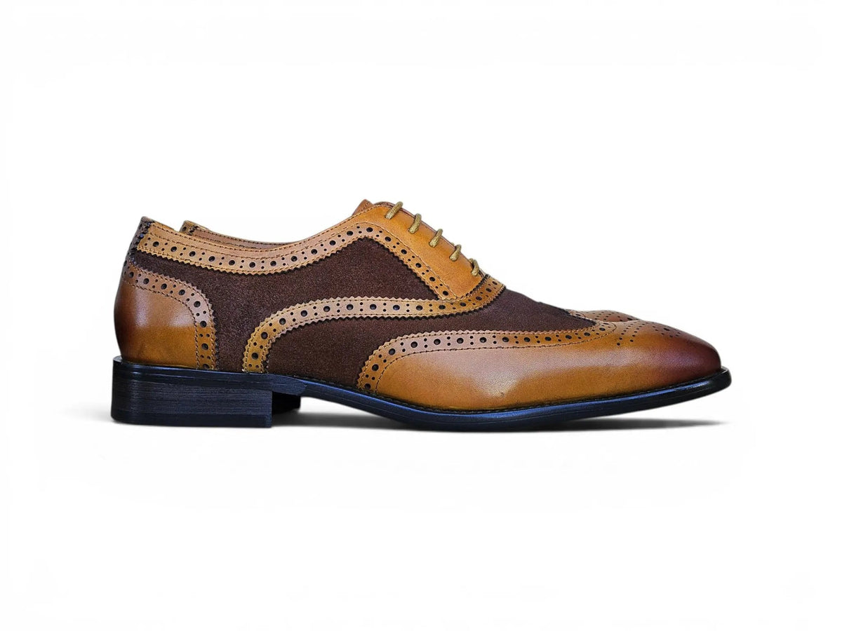 Mixed Media Burnished Wingtip Oxford