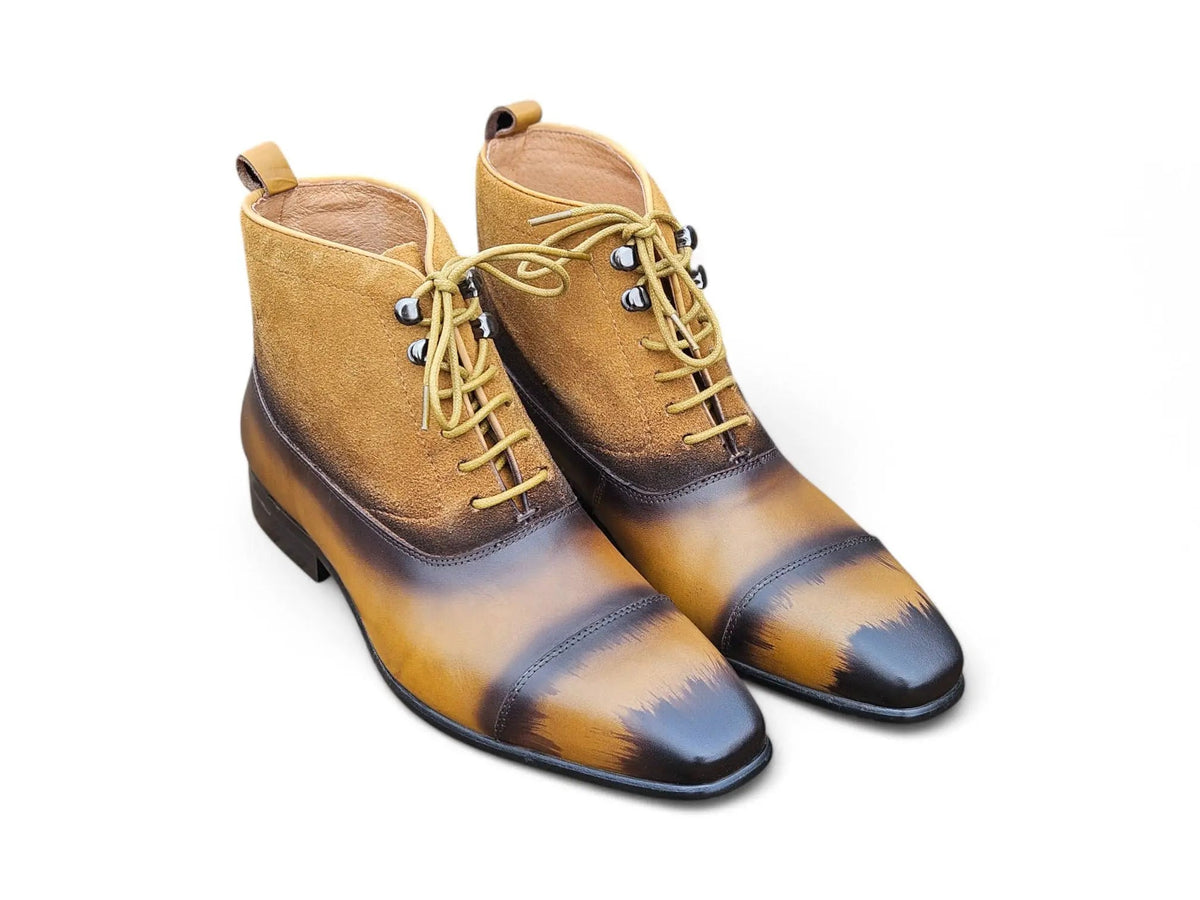 Mixed Media Lace-up Suede Boot