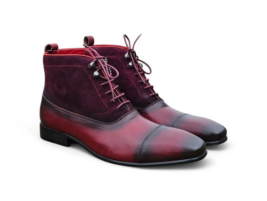 Mixed Media Lace-up Suede Boot