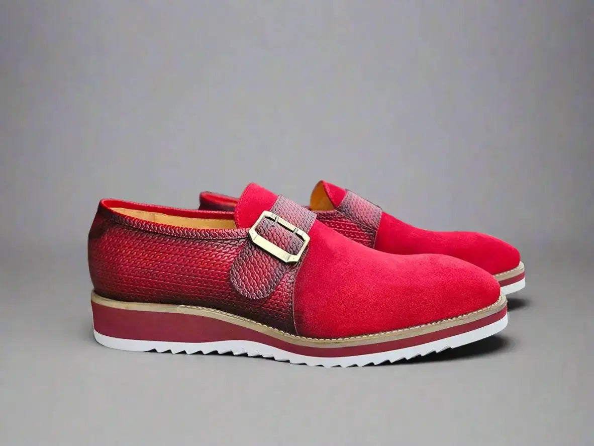 Suede Buckle Monk Shoe