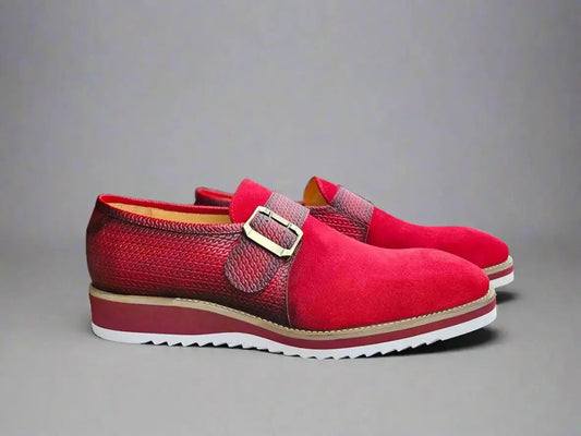Suede Buckle Monk Shoe