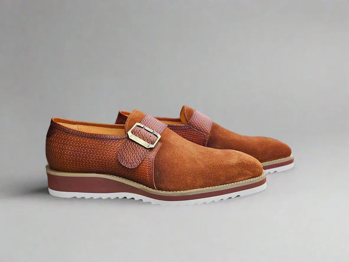 Suede Buckle Monk Shoe
