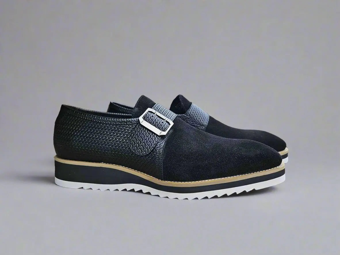 Suede Buckle Monk Shoe