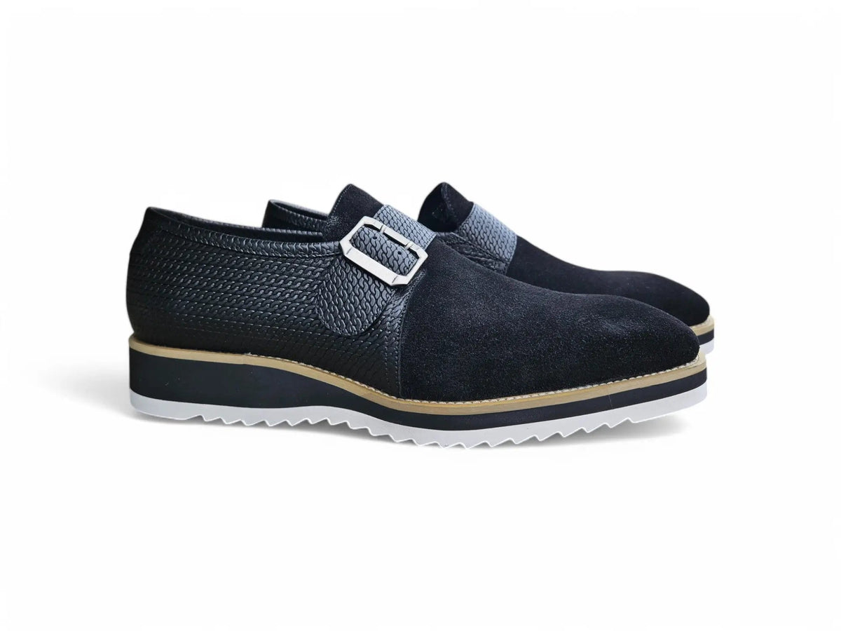 Suede Buckle Monk Shoe
