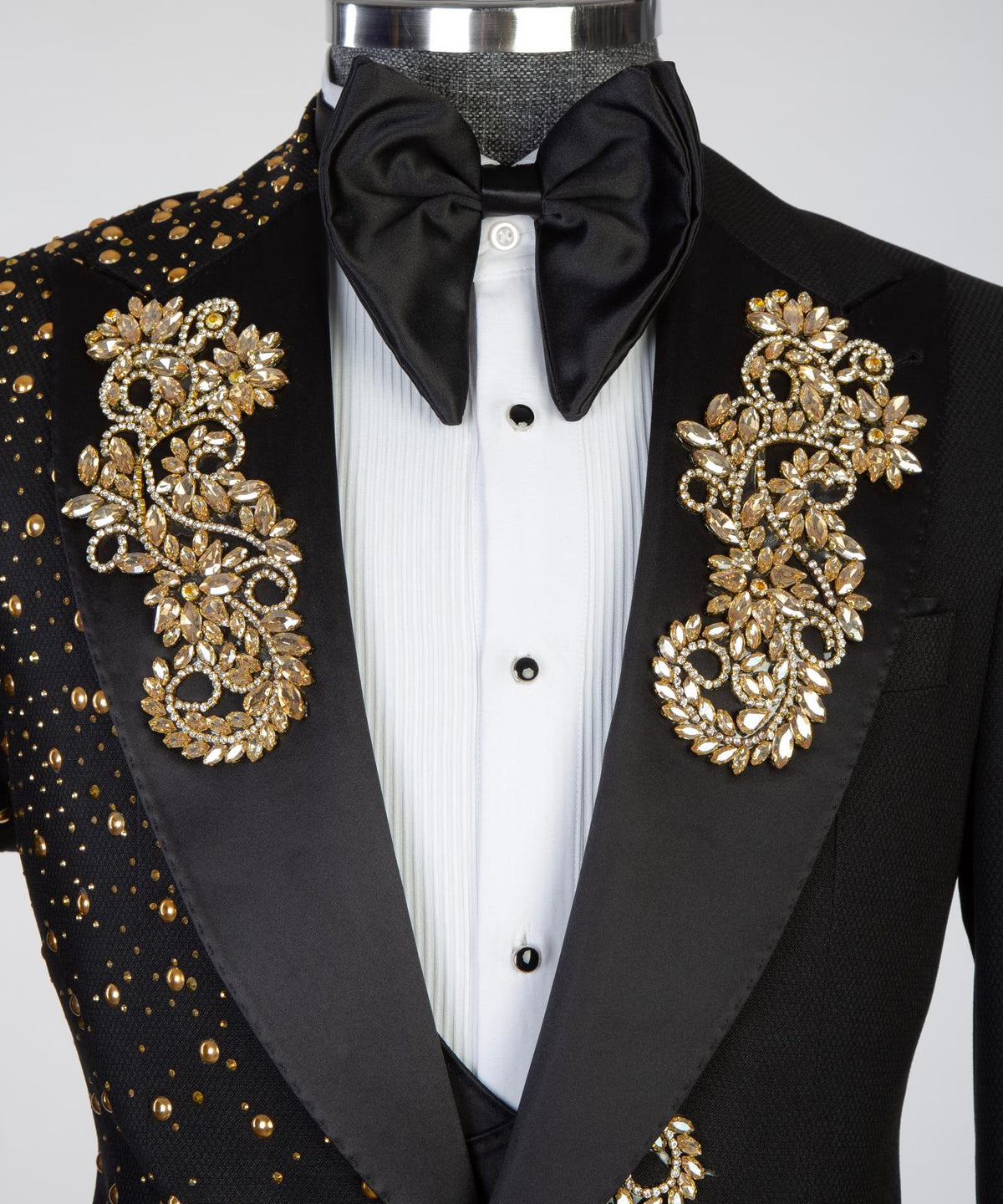Royal Noir Gold Embroidered Tuxedo – view 3