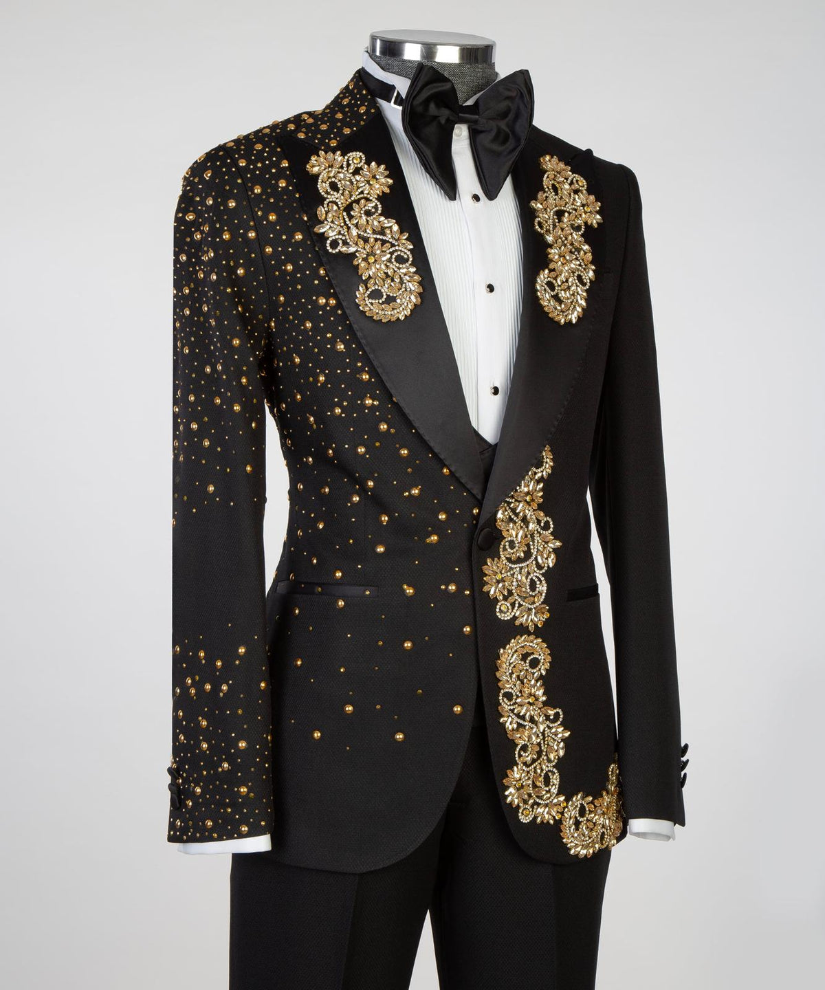 Royal Noir Gold Embroidered Tuxedo – view 2