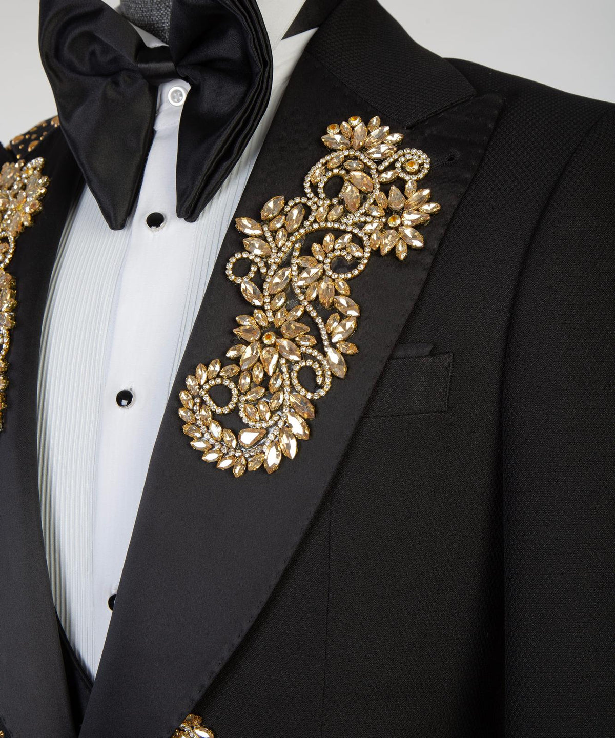 Royal Noir Gold Embroidered Tuxedo – view 5