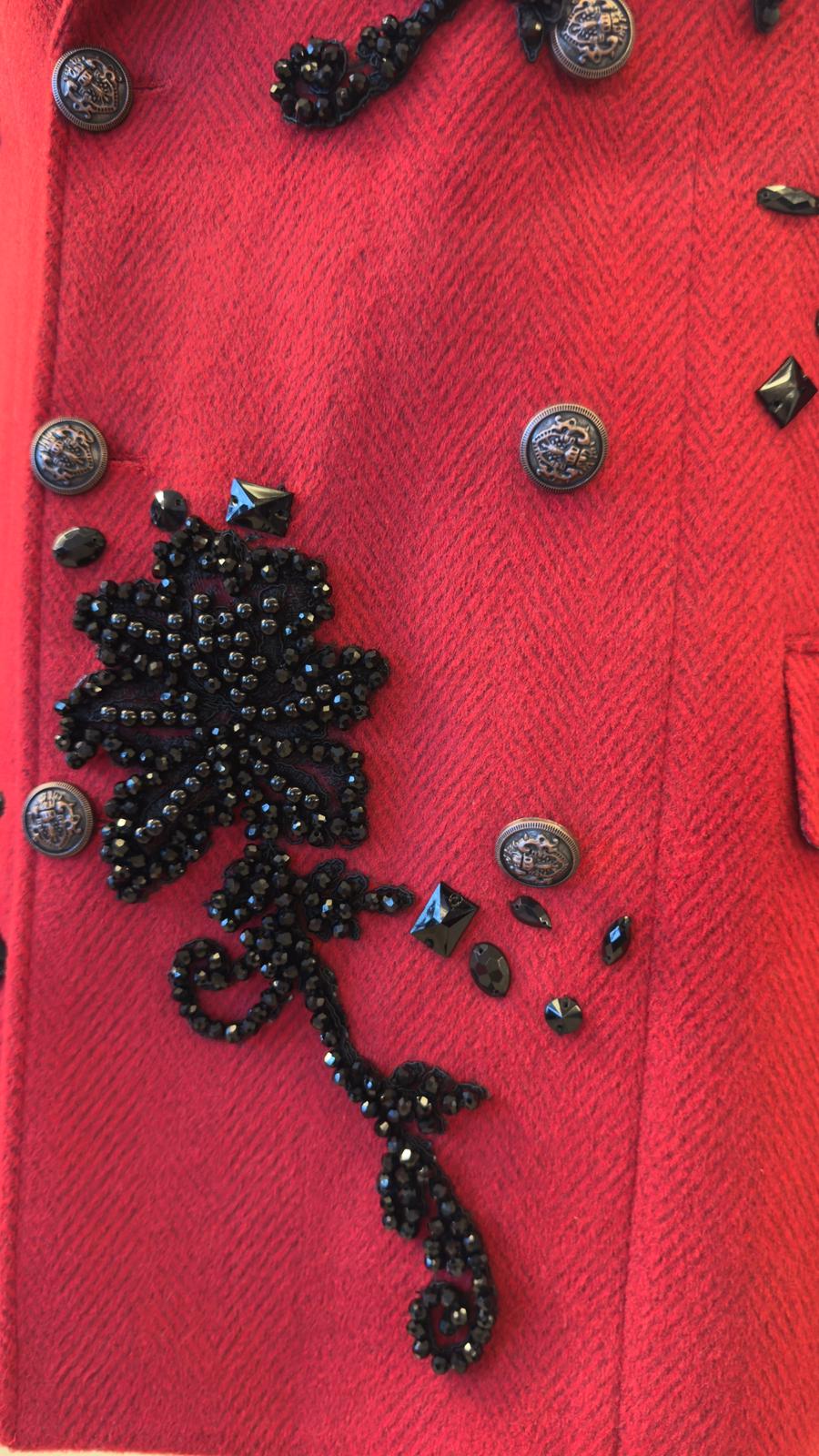 Luxury Handcrafted Red Statement Coat – view 7