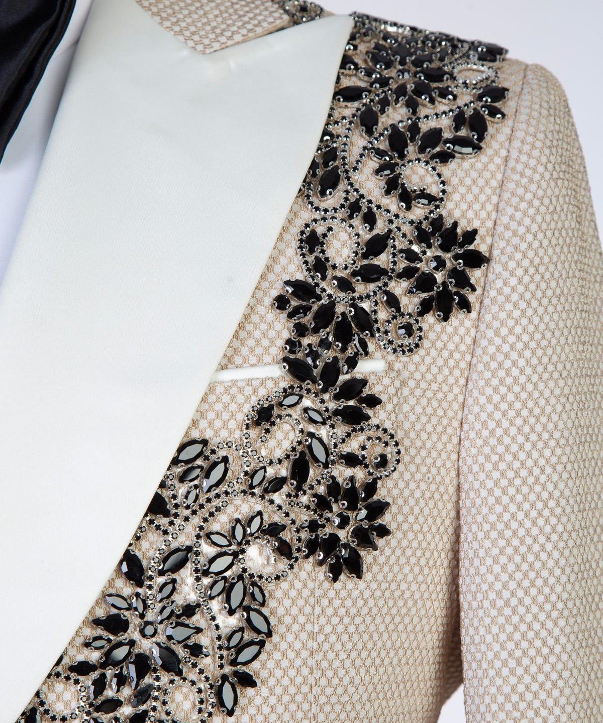 Royal Cream & Black Embroidered Couture Tuxedo II – view 3