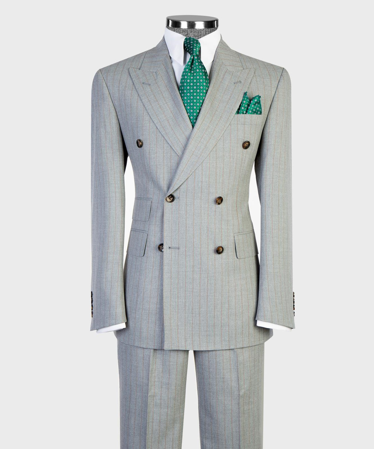 Prestige Collection Silver Grey Pinstripe Double-Breasted Suit product image 1