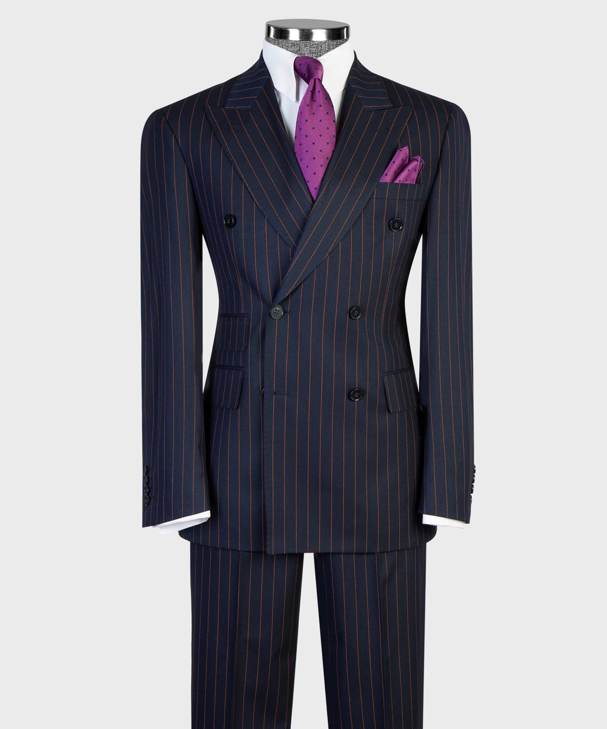 Prestige Collection Silver Grey Pinstripe Double-Breasted Suit product image 1