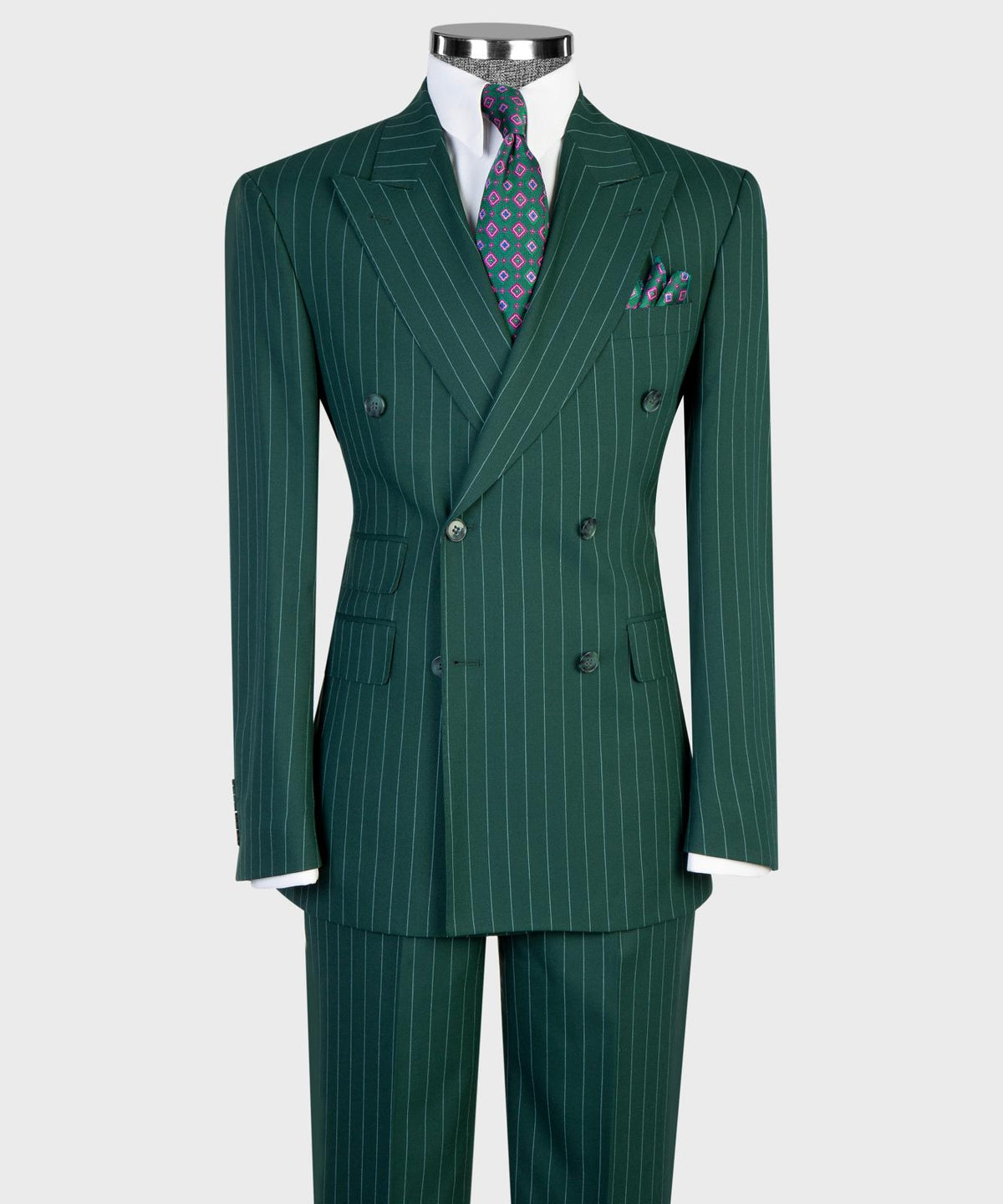 Prestige Collection Emerald Green Pinstripe Double-Breasted Suit product image 1