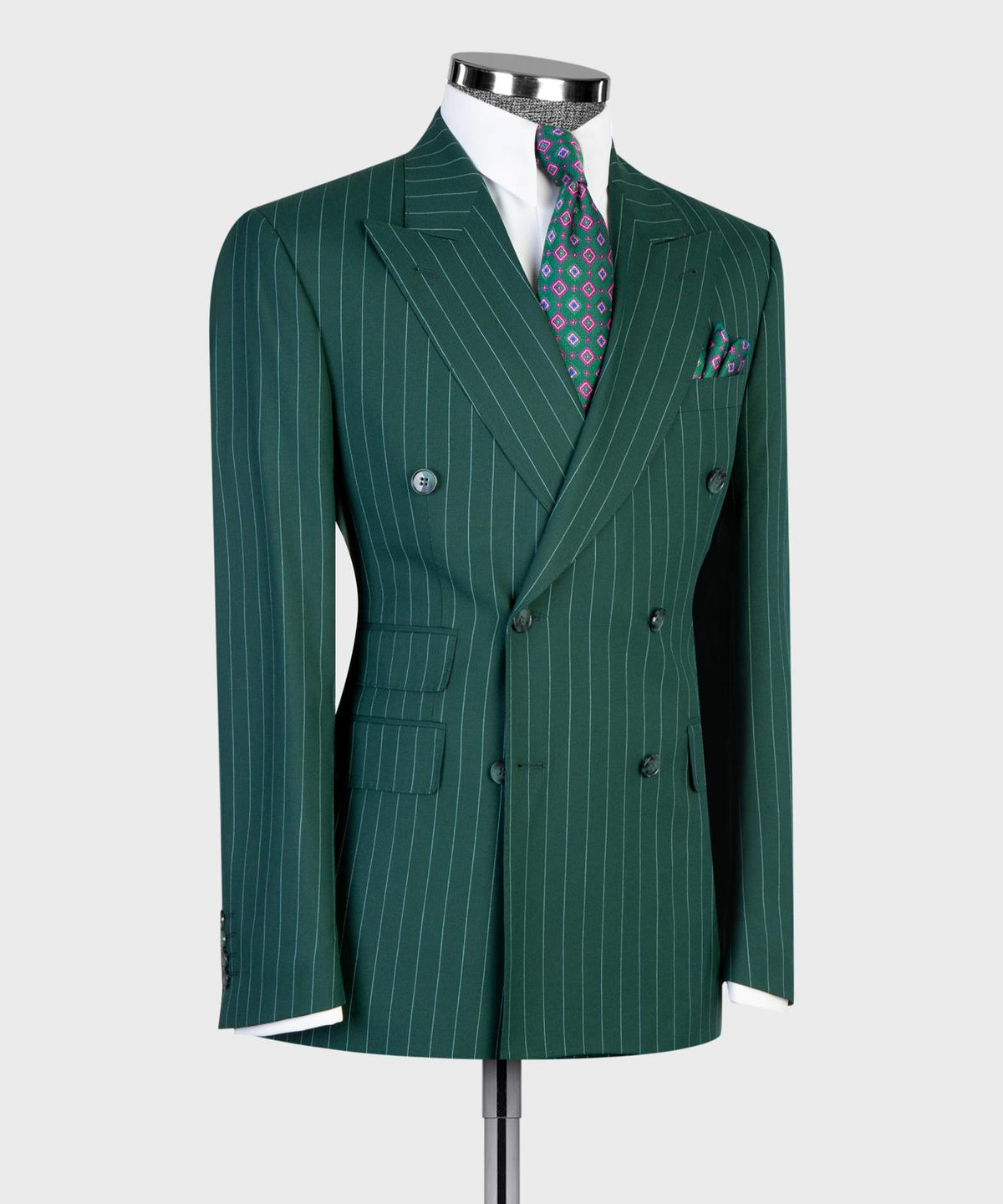 Prestige Collection Emerald Green Pinstripe Double-Breasted Suit product image 3