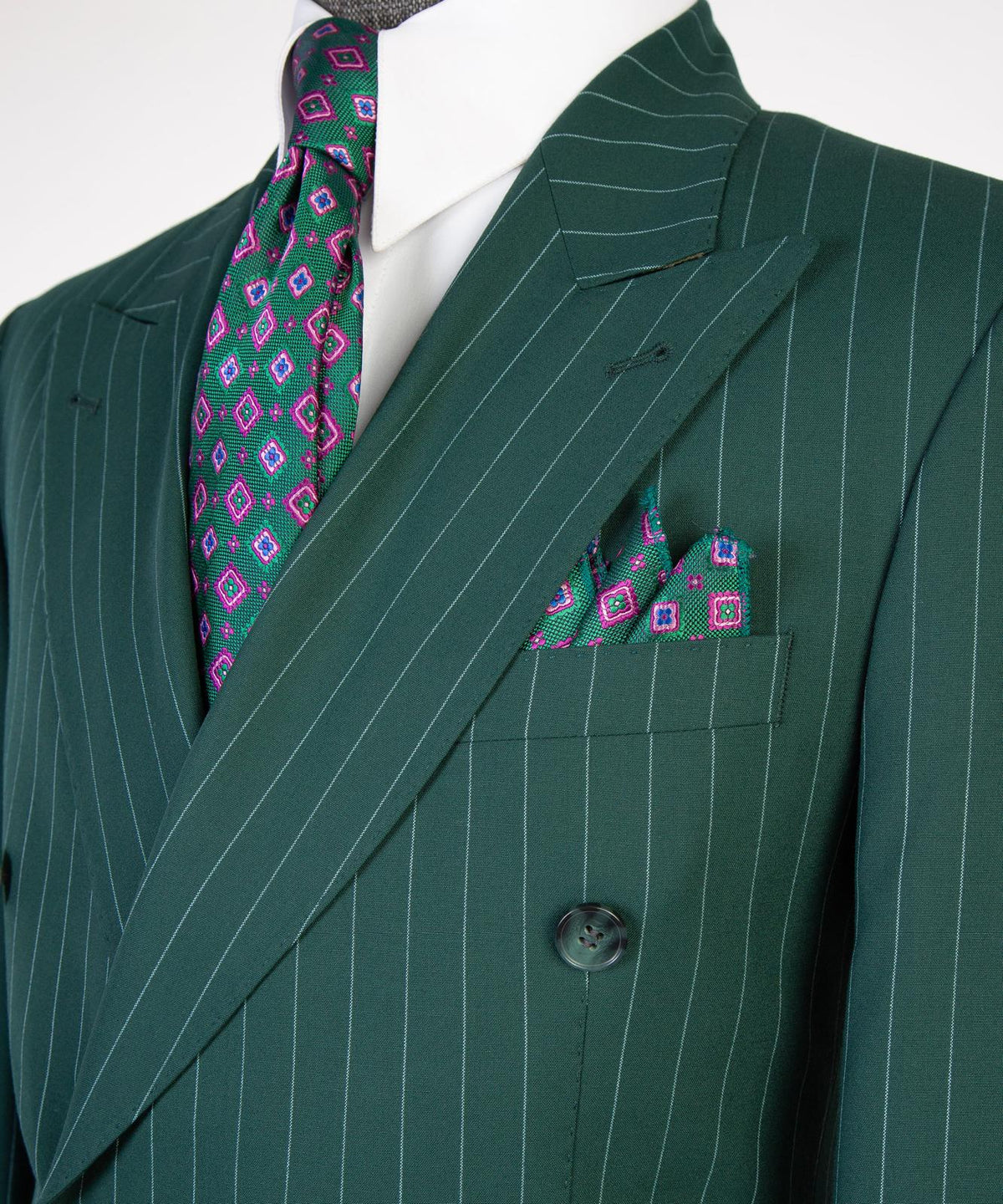 Prestige Collection Emerald Green Pinstripe Double-Breasted Suit product image 4