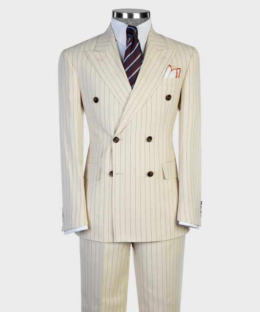 Prestige Collection Ivory Pinstripe Double-Breasted Suit product image 1