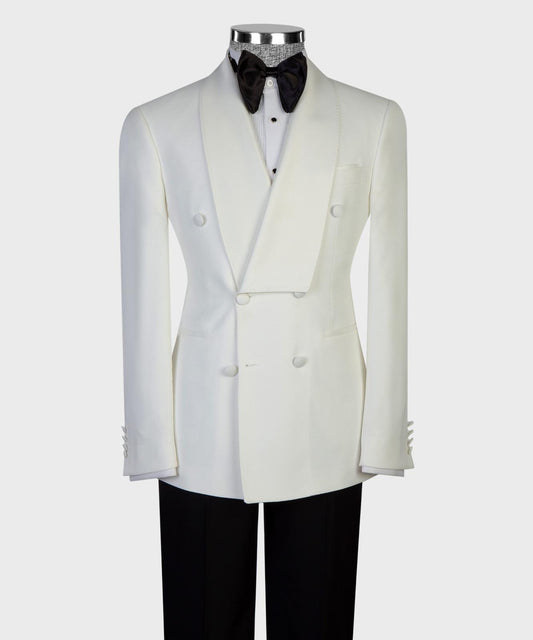 Asymmetric Satin Shawl Lapel Ivory Tuxedo product image 1