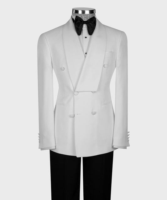 Asymmetric Satin Shawl Lapel White Tuxedo product image 1