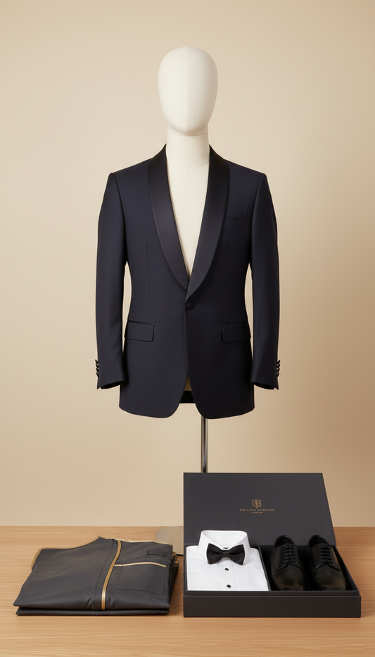 Midnight Wool Tuxedo with Silk Lapel