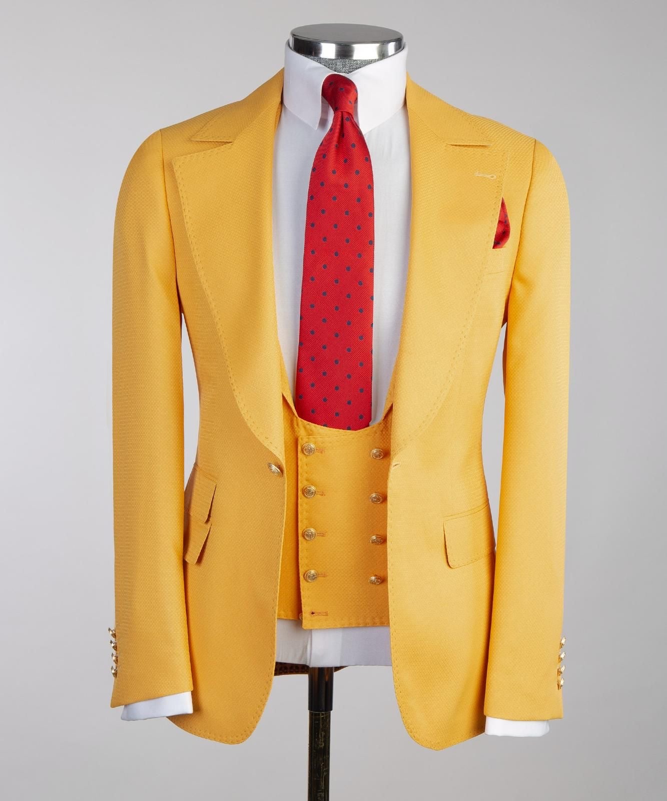 Men Yellow Suit Three Piece Suit Beach Wedding Suit Sainly– SAINLY
