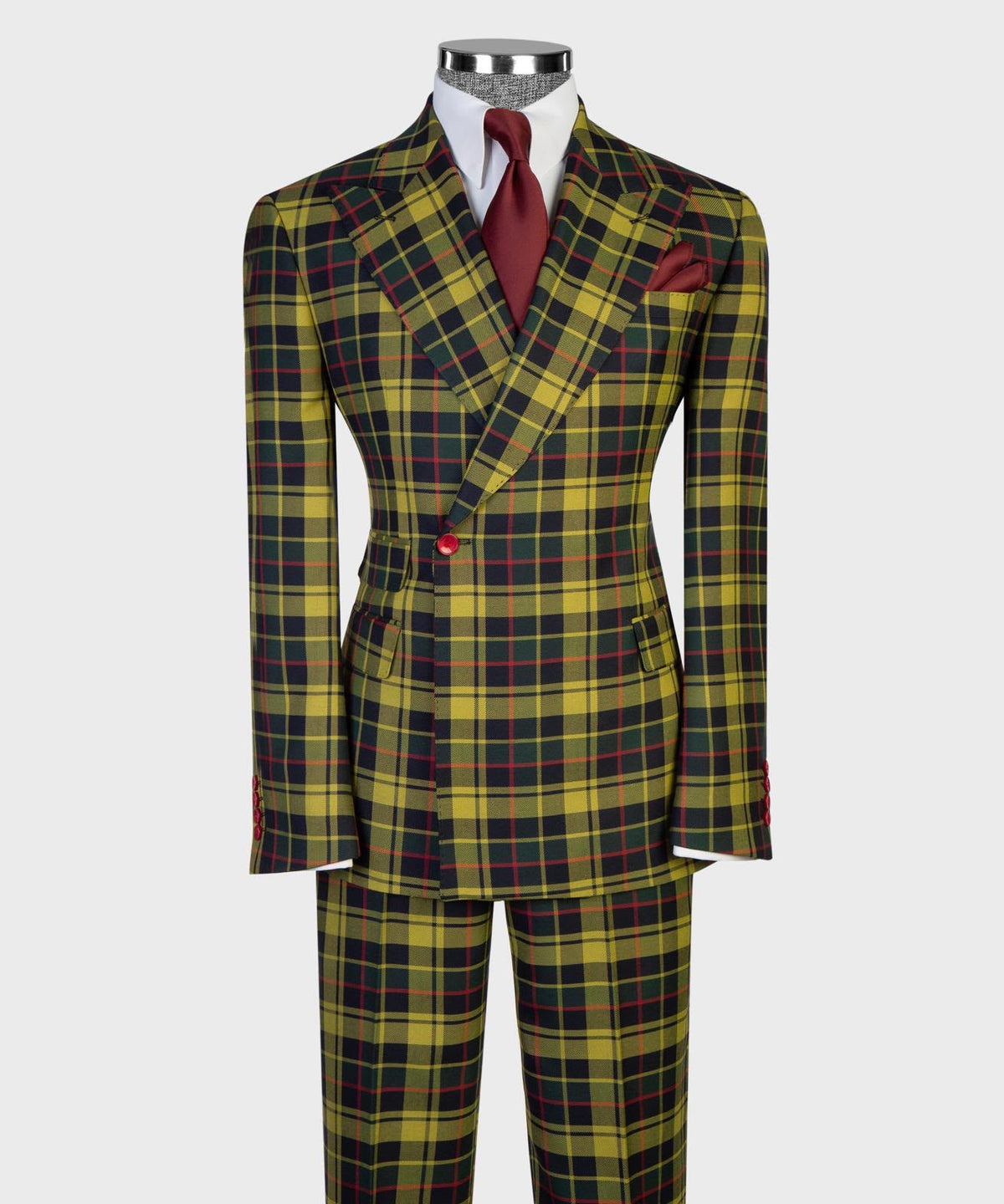 Jaegen yellow and green tartan suit with matching trousers