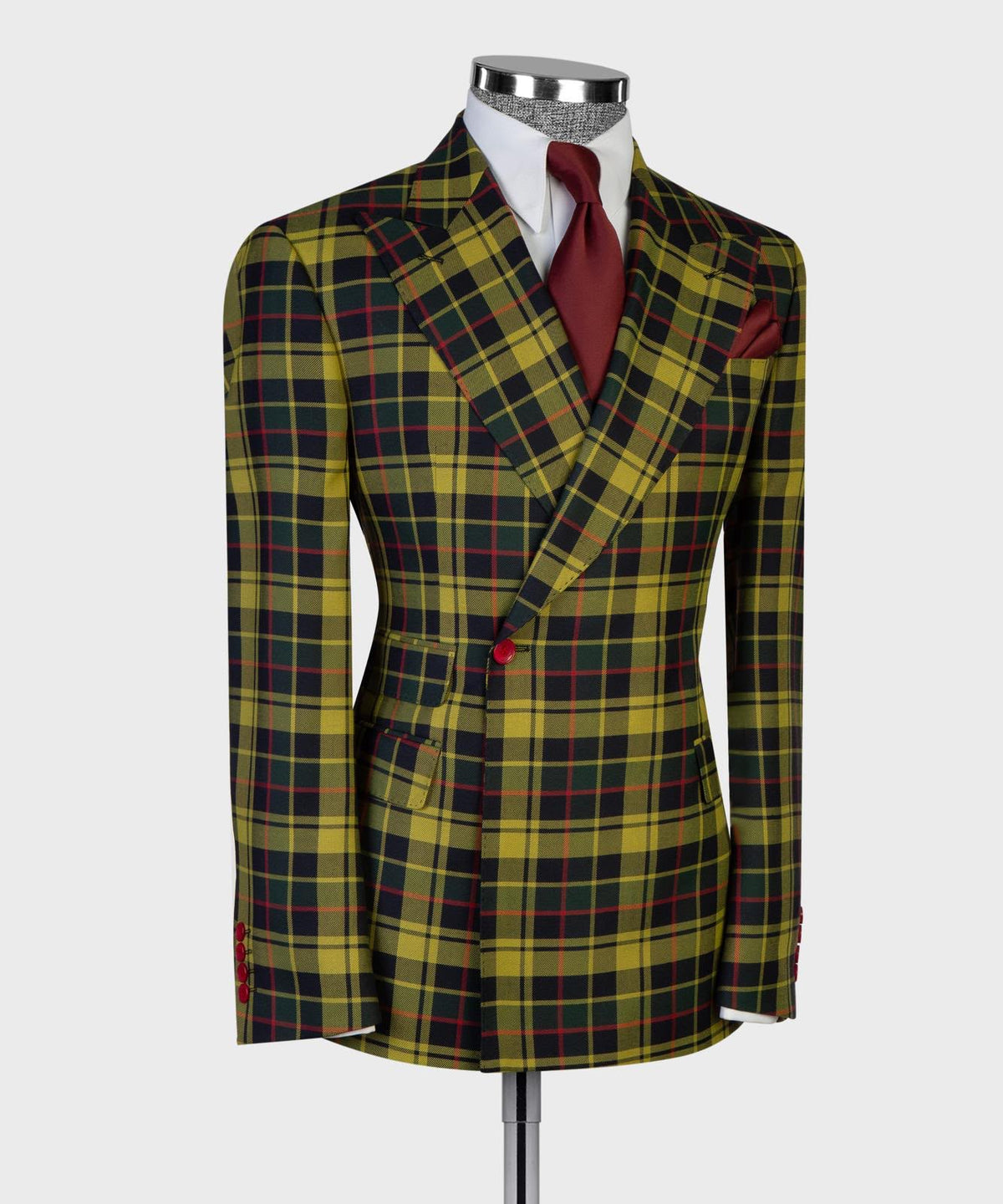 Jaegen yellow green tartan jacket angled view