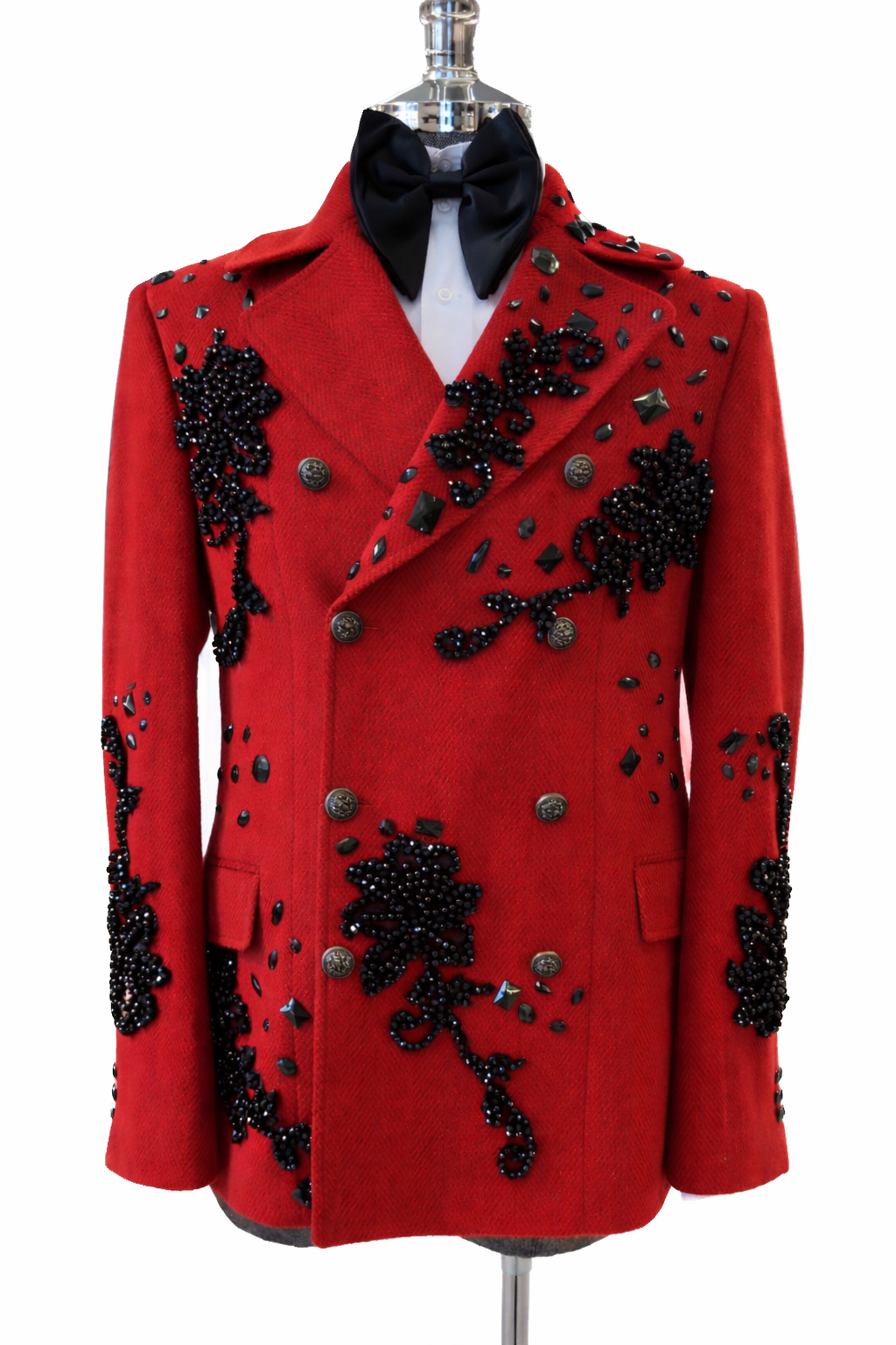 Luxury Handcrafted Red Statement Coat