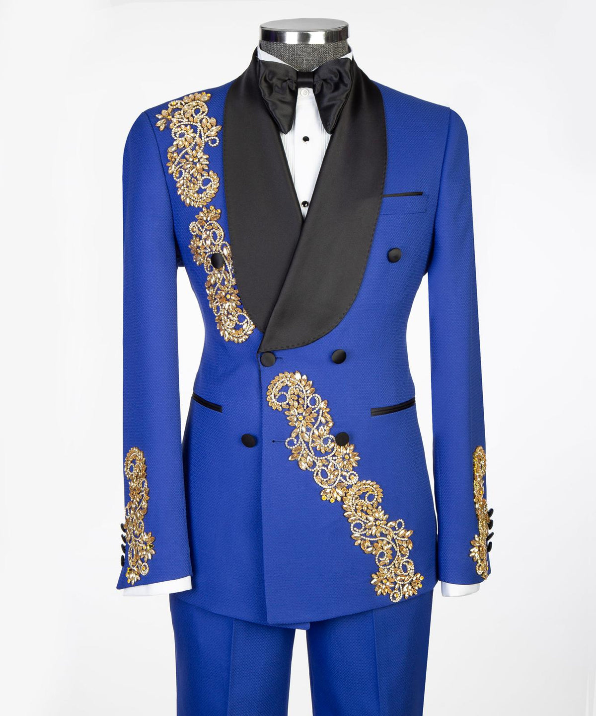 Royal Sapphire Gold Embroidered Tuxedo – Blue II