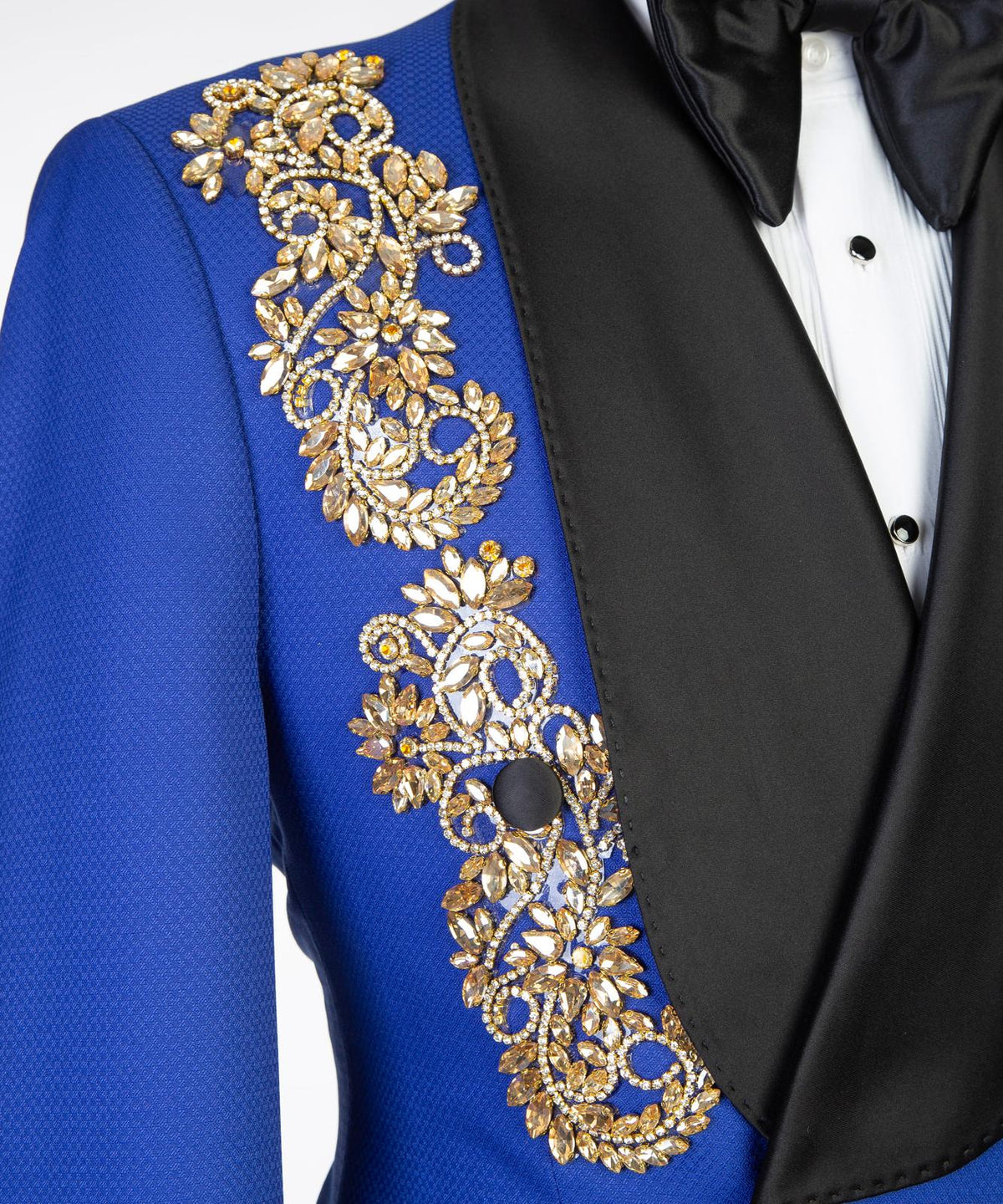 Royal Sapphire Gold Embroidered Tuxedo – Blue II – view 4