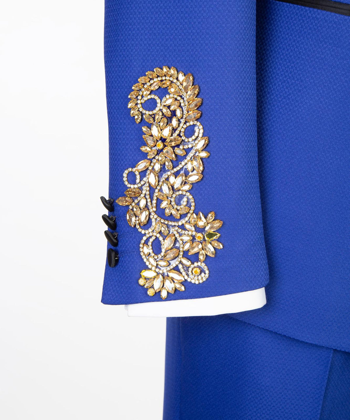 Royal Sapphire Gold Embroidered Tuxedo – Blue II – view 5