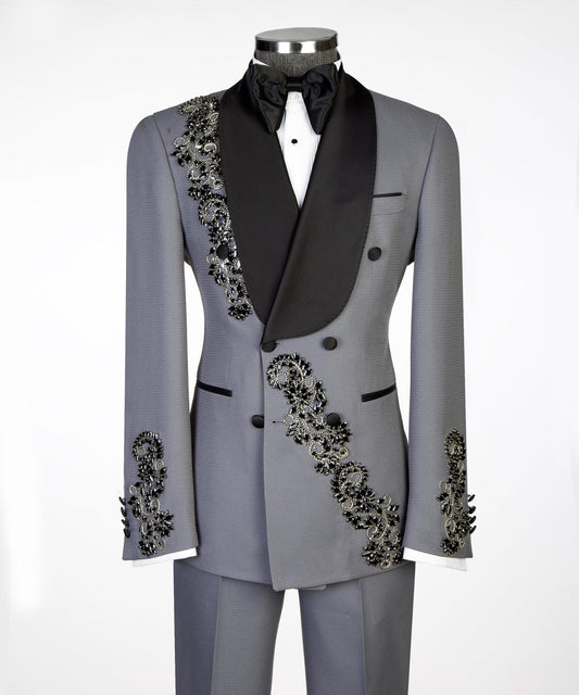 Royal Sapphire Gold Embroidered Tuxedo – Blue I