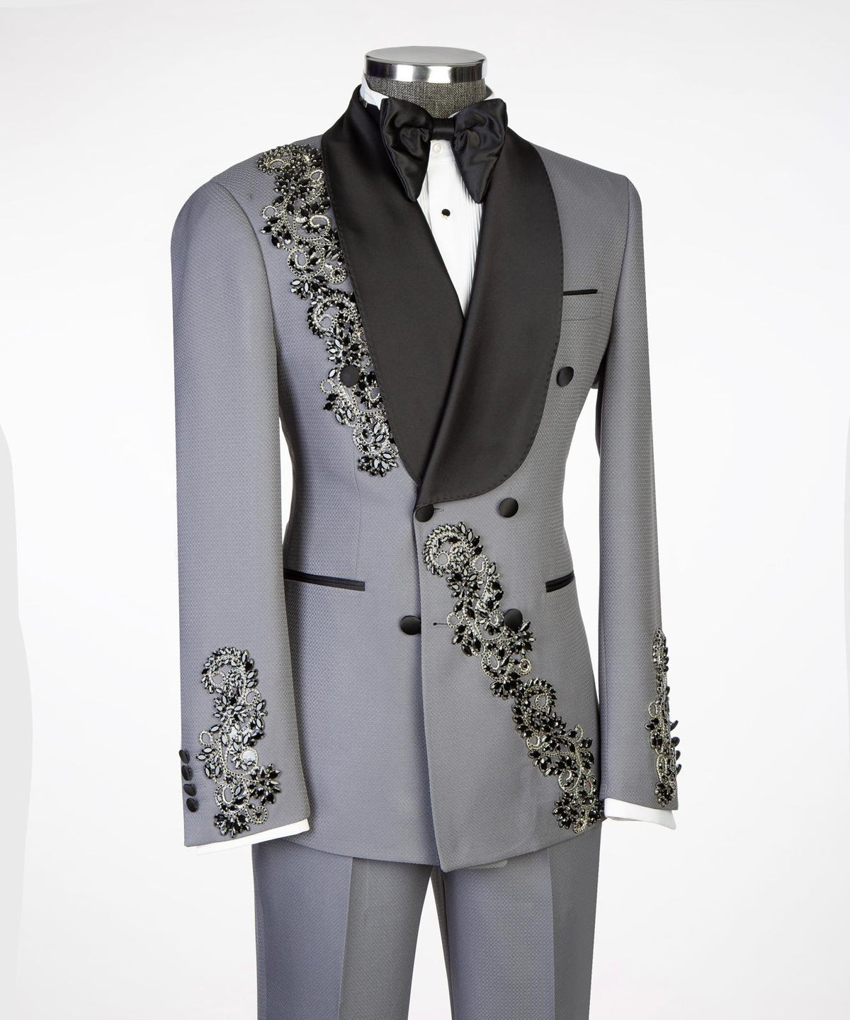 Royal Sapphire Gold Embroidered Tuxedo – Blue I – view 2