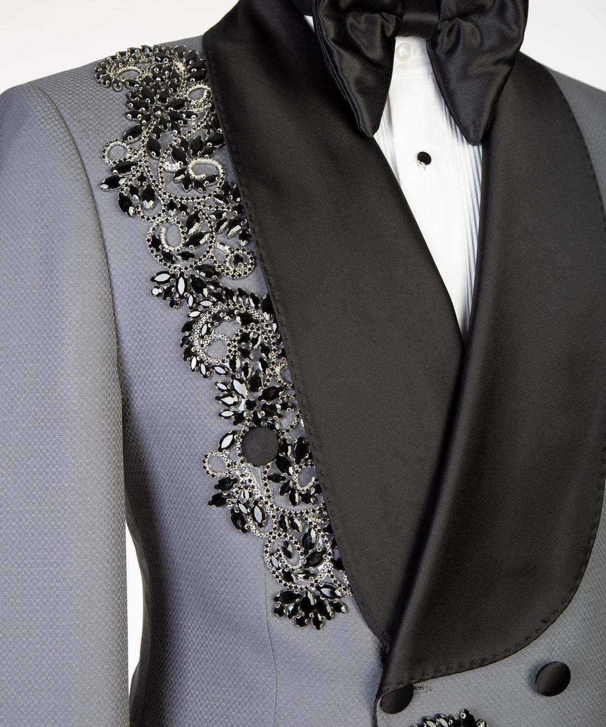 Royal Sapphire Gold Embroidered Tuxedo – Blue I – view 3