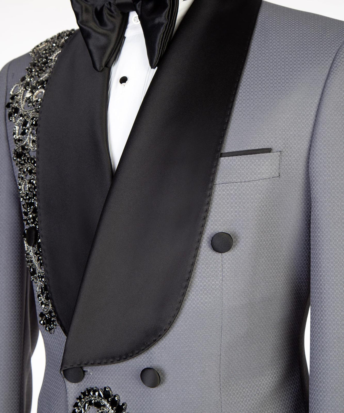 Royal Sapphire Gold Embroidered Tuxedo – Blue I – view 4