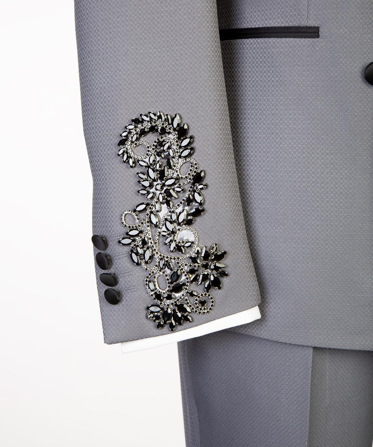 Royal Sapphire Gold Embroidered Tuxedo – Blue I – view 5