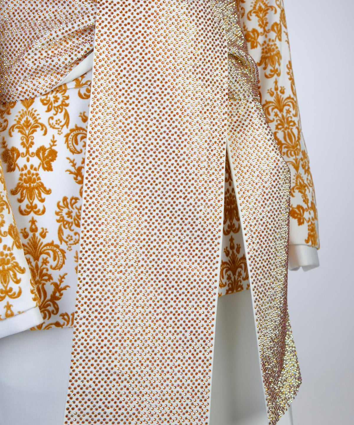 Royal Sapphire Gold Embroidered Tuxedo – White/Gold – view 3
