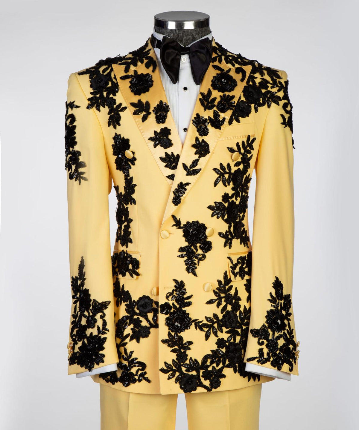 Royal Sapphire Gold Embroidered Tuxedo – Yellow/Black