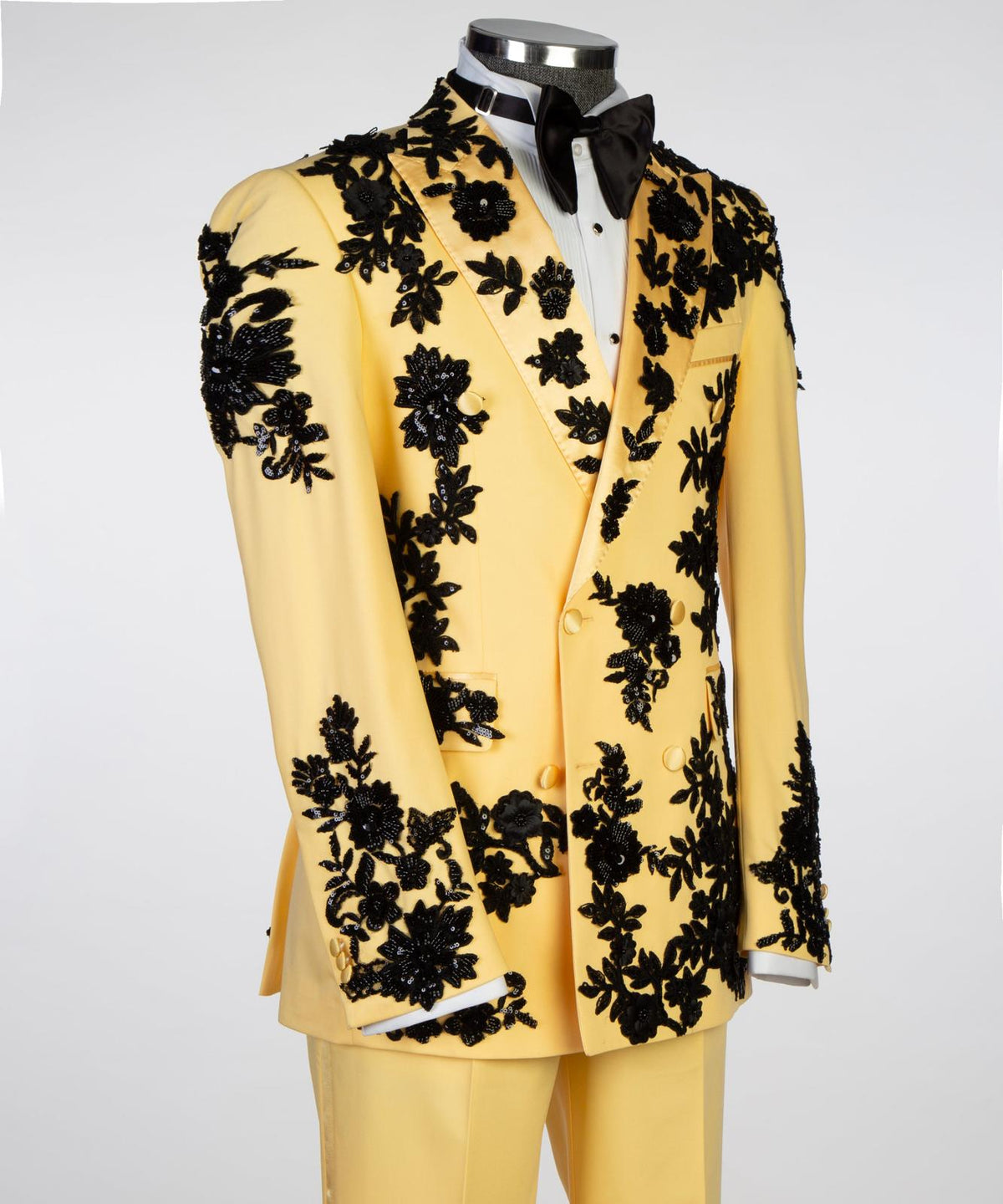 Royal Sapphire Gold Embroidered Tuxedo – Yellow/Black – view 2