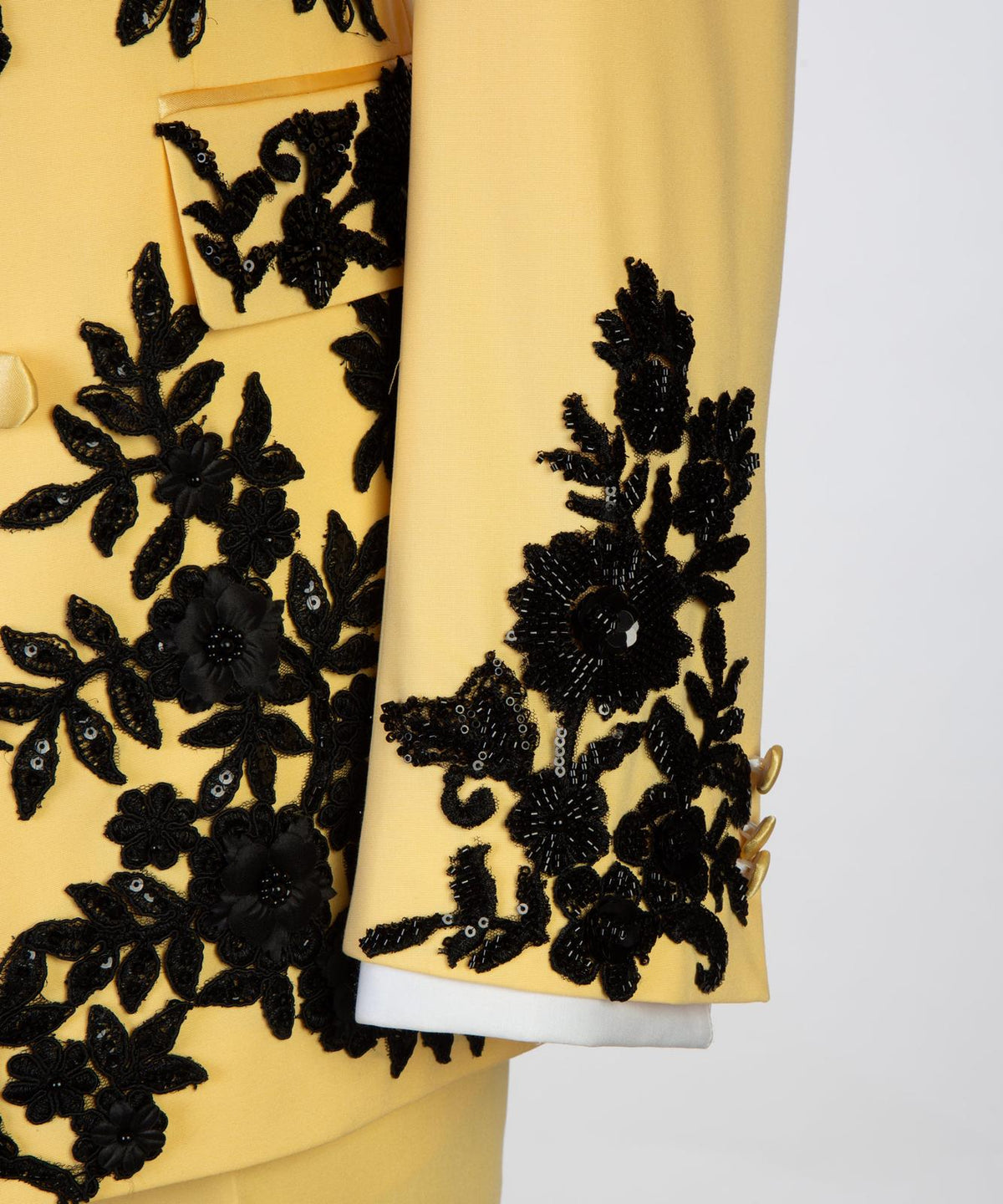 Royal Sapphire Gold Embroidered Tuxedo – Yellow/Black – view 6